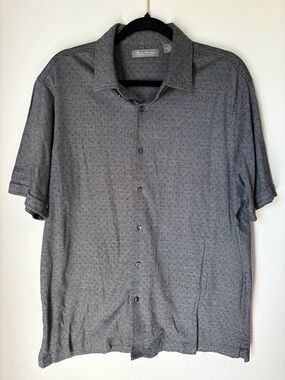 Daniel Cremieux Short Sleeve Button-Down Shirt - Gray Micro Pattern